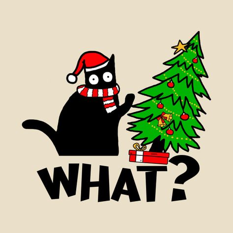 Christmas Cat Illustration, Cat Emotions, Black Cat Christmas, Christmas Loading, Sublimation Ideas Projects, Funny Black Cat, Sublimation Ideas Projects Inspiration, Bakery Display, Christmas Message