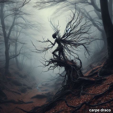 Forest Demon Art, Tree Monster Concept Art, Gloom Stalker Ranger, Fairy Horror, Nature Monster, Evil Forest, Tree Creature, Dark Fey, Tree Monster