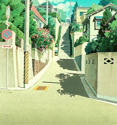 Ghibli Places, Wallpaper Aesthetic Cartoon, Movies Behind The Scenes, Anime Wallpapers Aesthetic, Ghibli Studios, Studio Ghilbi, Whisper Of The Heart, Studio Ghibli Background, Chihiro Y Haku