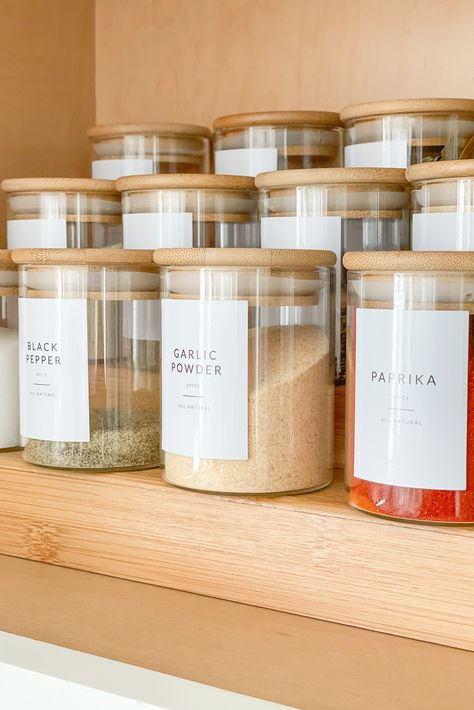 Spice Jar Labels Preprinted - … curated on LTK Spice Containers Ideas Jars, Spice Jar Ideas, Jar Sticker Design, Spices Stickers, Spices Organization, Diy Spice Jars, Diy Pantry Labels, Kitchen Jar Labels, Spice Jar Labels