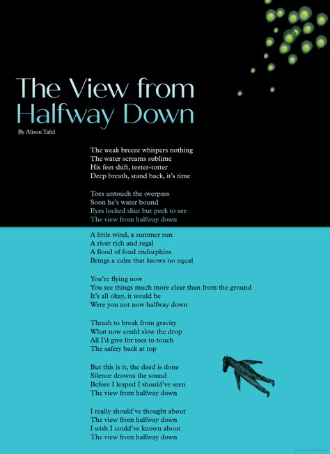 I felt inspired to lay out "The View From Halfway Down" as if it were in a poetry book. If only the writers could give us a full book of stuff this good. | /r/BoJackHorseman | BoJack Horseman | Know Your Meme The View From Halfway Down Bojack, Bojack Horseman The View From Halfway Down, The View From Halfway Down, The View From Halfway Down Tattoo, Bojack Horseman Aesthetic, Bojack Horseman Tattoo, Funny Feeling, Bojack Horseman, Poetry Book