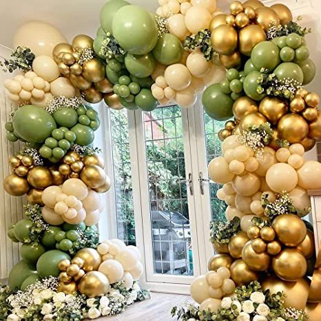 Sage Balloons, Safari Birthday Party Decorations, How To Make Balloon, Wedding Photo Booth Props, Orange Balloons, Gold Confetti Balloons, Safari Birthday Party, Green Balloon, Gold Baby Showers