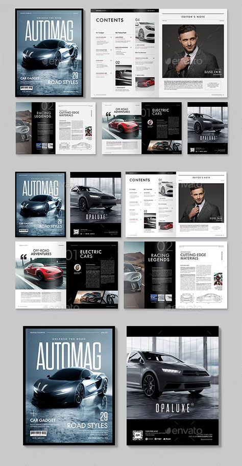 Automotive Magazine Template, Print Templates | GraphicRiver Car Catalog Design, Automotive Catalogue Design, Car Magazine Design, Car Magazine Layout Design, Car Magazine Layout, Photography Portfolio Layout, Automotive Magazine Layout, Automotive Magazine, Jdm Car Magazine