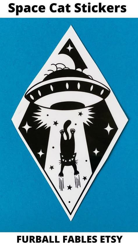 Alien Spaceship Beams up Black Cat - Space Cats Sticker Cat Buddha, Cats In Space, Ufo Art, Black Cat Sticker, Alien Spaceship, Flying Saucer, Space Cat, Do You Believe, Love Pet