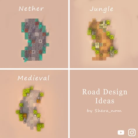 My favorite road designs :) : DetailCraft Path Design Minecraft, Path Ideas Minecraft, Minecraft Path Ideas, Minecraft Path, Minecraft Decoration, Minecraft Structures, Minecraft Blocks, Bangunan Minecraft, Minecraft Cottage