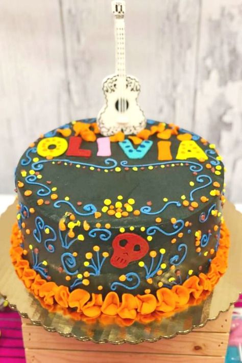 Have fun with this colorful Disney Coco birthday party! The birthday cake is gorgeous! See more party ideas and share yours at CatchMyParty.com  #catchmyparty #partyideas # #disneycoco #cocobirthdayparty #fiesta #dayofthedead #girlbirthdayparty #mexicanparty #cocobirthdaycake Coco Birthday Cake, Coco Birthday Party Ideas, Coco Birthday Party, Cakes For Teenagers, Coco Theme Party, Coco Birthday, Coco Disney, Fiesta Cake, Rustic Cake