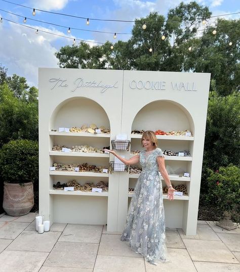 The Wedding Cookie Table Community | I wasn’t sure about a cookie “wall” but it was a hit at my son’s wedding Cookie Wall Wedding, Cookie Bar Display, Cookie Wall, Wedding Cookie Table, Wedding Cookie, Bar Display, Cookie Table, Cookie Bar, Wedding Display