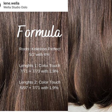 Wella Color Formulas Light Brown, Wella Brown Hair Color, Wella Colour Touch Formula, Wella Brown Color Formulas, Wella Color Touch Formulas Brown, Koleston Perfect Formulas, Light Brown Formula, Wella Color Formulas Brown, Wella Color Touch Formulas