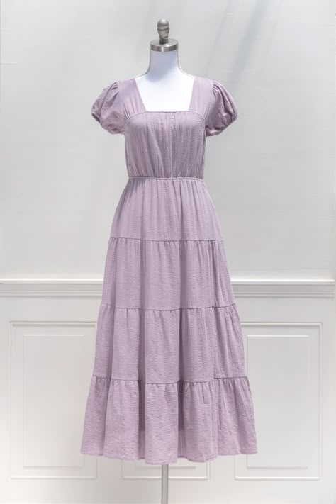 Clothes Modest, Dresses Cottagecore, Cotton Night Dress, Jardin Des Tuileries, Muumuu Dress, Garden Dress, Casual Day Outfits, Church Dresses, Lilac Dress