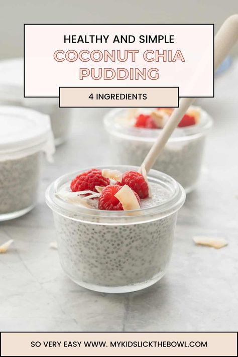 This simple coconut chia pudding is deliciously creamy. Made with just 4 ingredients it is perfect as a snack, dessert or breakfast. Chia Yogurt, Coconut Chia Seed Pudding, Banana Chia Pudding, Food Dolls, Healthy Homemade Snacks, Chia Seed Recipes Pudding, Coconut Chia Pudding, Chocolate Chia Pudding, Coconut Chia