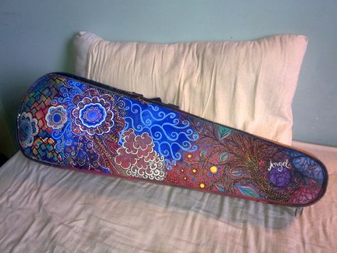 Handpainted Violin Case Painted Violin Case, Instrument Case Decorated, Viola Case, Violin Instrument, Ukulele Art, Violin Art, Violin Case, Best 3d Printer, Geeky Art