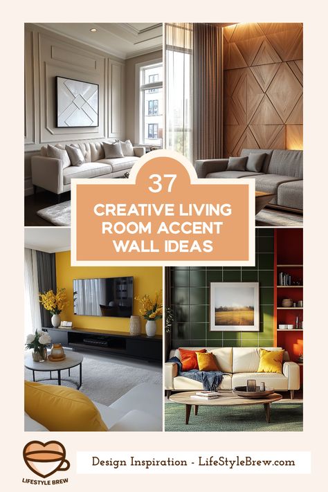 Explore 37 creative living room accent wall ideas that transform your indoor space with budget-friendly options. This pin features 4 inspiring images showcasing various styles and designs, perfect for making your home uniquely inviting. Accent Wall Ideas For Living Room, Vertical Slats Wall, Wall Ideas For Living Room, Living Room Accent Wall Ideas, Creative Accent Wall Ideas, Room Accent Wall Ideas, Orange Accent Walls, Creative Accent Wall, Playful Artwork