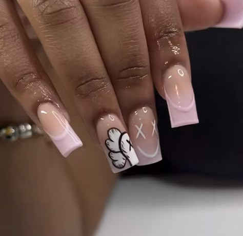 Kaws Acrylic Nails, Beginner Nail Designs, Future Nails, Medium Nails, Acrylic Nail Shapes, Acrylic Nail Set, Nail Techniques, Duck Nails, Spongebob Wallpaper