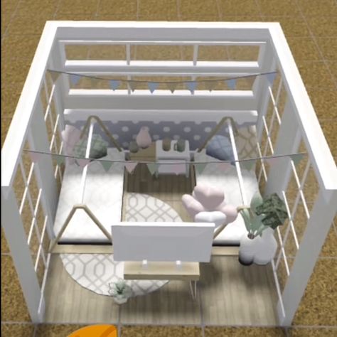 Bloxburg Sleepover Room Ideas, Bloxburg Sleepover Room, Sleepover Room Ideas, Trampoline House, Room Bloxburg, Sleepover Room, Bloxburg Building, Room Idea, Building Ideas