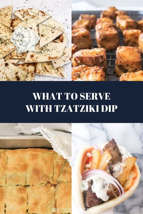 Recipes With Tzatziki Dip, What To Serve With Tzatziki Dip, Ways To Use Tzatziki Sauce, What To Serve With Tzatziki Sauce, Tzatziki Appetizer, Tzaki Sauce, Greek Food Ideas, Taziki Dip, Taziki Sauce