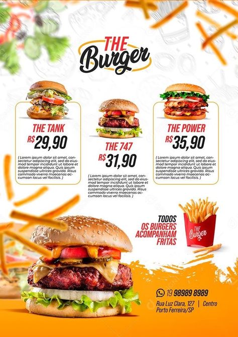 Learn how to design food flyers that make your dishes look irresistible. Png Poster Design, Menu Design Inspiration, Burger Menu, Menu Flyer, Restaurant Flyer, Flyers Design, Pizza Design, Food Gallery, Food Menu Design