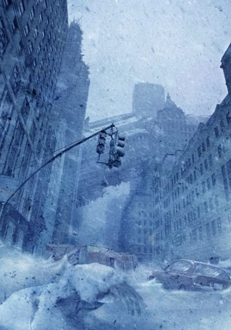 Frozen city scene Apocalypse Landscape, Post Apocalyptic City, Nuclear Winter, Apocalypse World, Apocalypse Aesthetic, Post Apocalyptic Art, Klub Winx, Apocalypse Art, Winter City