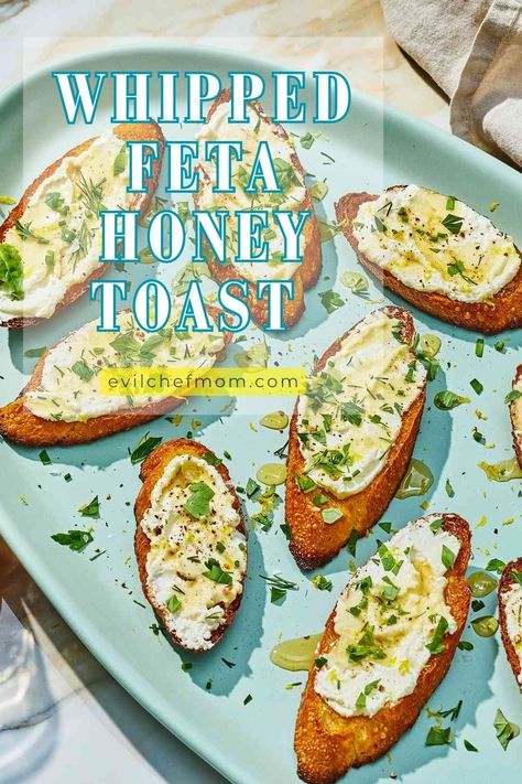 Whipped Feta Honey Toast Recipe Whipped Feta Toast, Tamago Egg Recipe, Whipped Feta With Spicy Honey, Honey Whipped Feta With Olives, Honey Toast Recipe, Fried Feta With Honey, Whipped Feta With Honey, Feta And Honey, Feta Toast