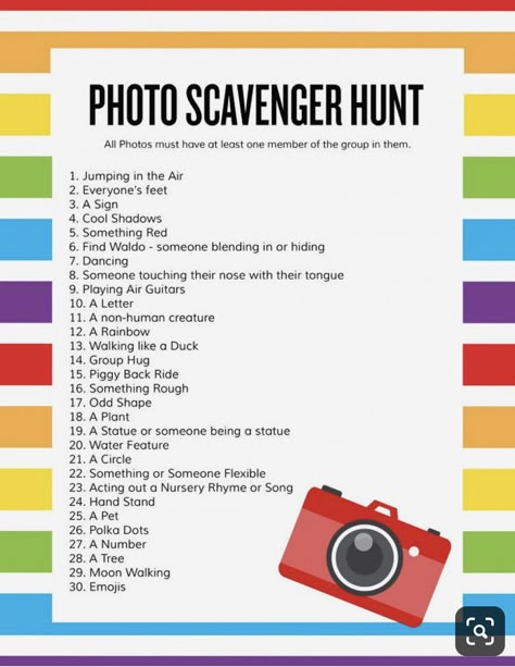 School Photo Scavenger Hunt, Scavenger Hunt Photo Challenge, Team Photo Scavenger Hunt, Easter Photo Scavenger Hunt, Picture Scavenger Hunt For Kids, Picture Scavenger Hunt Ideas, Art Scavenger Hunt, Team Scavenger Hunt Ideas, Picture Scavenger Hunt For Teenagers