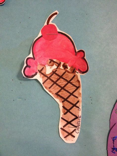 Summer ice cream cone footprint craft.  Great art project for kids at home, preschool, or daycare. Summer Crafts For Infants, Fun Summer Crafts For Kids, Crafts For Infants, Baby Footprint Crafts, Infant Crafts, Ice Cream Crafts, Infant Art, Fun Summer Crafts, Footprint Craft