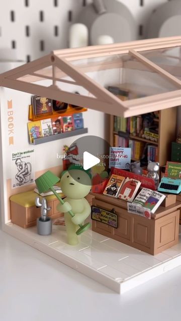 sanae on Instagram: "building a cozy book store for my smiskis! 📚📖

this was so much fun to make! huge thanks to my twin @chubbyfrogs for helping me with this one😭

and thank you @rolife_official for this cozy kit!✨
 
 
 
 
#rolife #rolifeofficial #smiski #unboxing #asmr #bookstore #studygram #miniature" Cozy Book Store, Book Store, Bookstore, Help Me, Twins, Thank You, Building, Books, Quick Saves