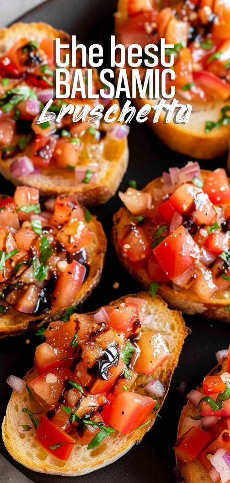 Balsamic Bruschetta [20 Minutes] – Chasety Low Calorie Bruschetta, Baguette Snack Ideas, Mr Mikes Bruschetta Recipe, Simple Bruschetta Recipe, Homemade Bruschetta Recipes, Bruchetta Appetizers Dip, Bruchetta Recipe Bruschetta, Baguette Appetizers, Bruschetta Recipe Easy