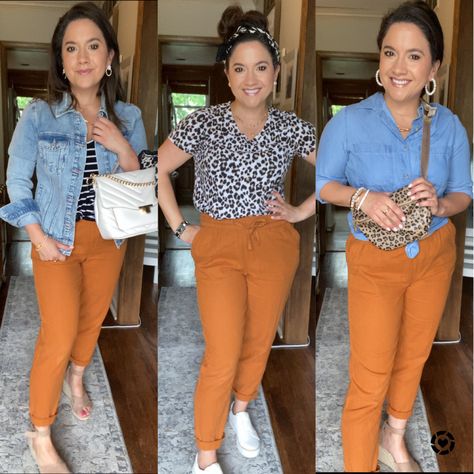 Three ways to style these mustard linen pants from Old Navy http://liketk.it/3hn6y #liketkit @liketoknow.it #LTKunder50 You can instantly shop my looks by following me on the LIKEtoKNOW.it shopping app Mustard Joggers Outfit Women, Mustard Slacks Outfit Women, Mustard Colored Pants Outfit, Orange Joggers Outfit Women, Burnt Orange Joggers Outfit, Outfits With Burnt Orange Pants, Linen Pants Outfit Summer Work, Dark Mustard Pants Outfit, Old Navy Linen Pants Outfit