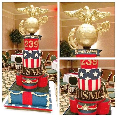 USMC+-+Cake+by+Bryson+Perkins Marine Corp Birthday, Marine Corps Cake, Marine Retirement, Marine Corps Retirement, Marine Cake, Usa Cake, Marine Corps Birthday, Military Cake, Marine Corps Ball