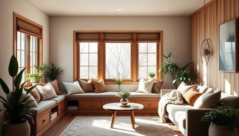 20 low windows in living room couch decor ideas - WorkFleek Room With Corner Windows, Windows In Living Room, Couch Decor Ideas, Couch Designs, Daybed Couch, Window Seat Storage, Sunken Living Room, Corner Window, Couch Design