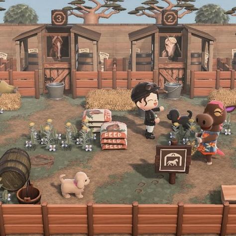 🎀 Mel on Instagram: "Happy Stables Saturday friends!!  Shout out to my pal @squirrels_crossing for helping me with this build! She’s one creative bean!! 🐴   Thank you @acnhtreasureisland   Animal crossing new horizons ACNH Nintendo switch wholesome gaming cozy design horse cottagecore island idea inspiration aesthetic cosy decor build inspo game photography cute villagers small town vibes happy friendship towncore purple summer  #acnh #acnhdesigns #acnhcommunity #acnhinspo #acnhisland #acnhidea #acnhinspiration #acnhislanddesign #acnhtown #acnhneighborhood #animalcrossing #animalcrossingnewhorizons #animalcrossingdesigns #acnhvillager #animalcrossingvillager #crossingcreations #nookspiration #cozygaming #nintendo #wholesomegames" Farm Animal Crossing Ideas, Animal Crossing Horse Stable, Acnh Pig Pen, Acnh Farm Town, Animal Crossing Farmcore Ideas, Acnh Barn Ideas, Abel Sisters Animal Crossing, Acnh Horse Stable, Acnh Stable