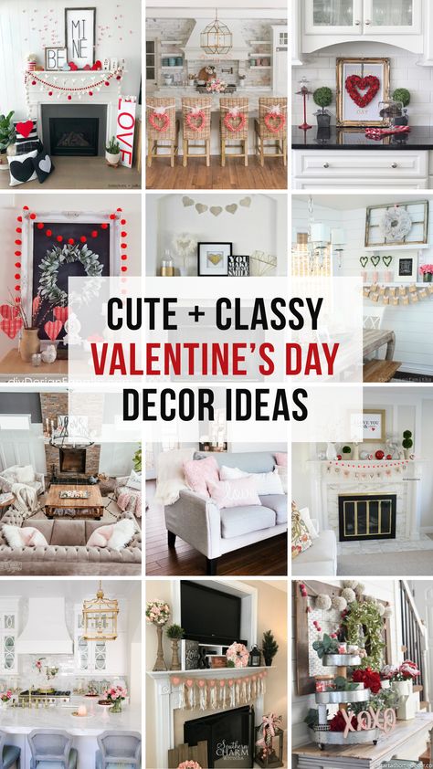 Cute + Classy Valentine's Day Decor - Neutrals with pops of color are a great way to decorate for the day of love without going overboard! Here's tons of ideas to inspire you! #valentinesday  |  Little Blonde Mom Blog Target Valentines Decor, Valentine Mantle Decor, Neutral Valentines Decor, Black Mantle Fireplace, Valentines Bricolage, Entry Table Decor, Day Aesthetic, Diy Valentines Decorations, Valentine's Day Decor