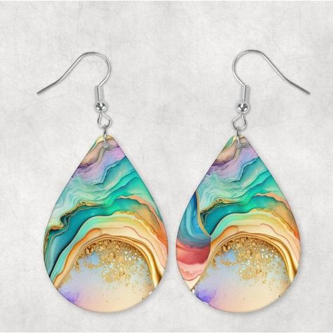 Painted Resin Jewelry, Epoxy Resin Jewelry Ideas, Sculpting Inspiration, Epoxy Earrings, Alcohol Ink Jewelry, Epoxy Projects, Earring Template, Paper Jewellery, Epoxy Crafts