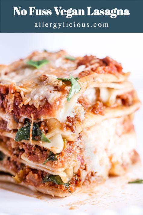 Easy Vegan Lasagna Recipe, Vegan Spinach Lasagna Recipe, Non Dairy Lasagna Recipes, Vegan Gluten Free Lasagna, Plant Based Lasagna Recipe, Vegan Lasagna Recipe Plant Based, Vegan Lasagne Recipes, Ricotta Noodles, Lasagna Recipe Vegan