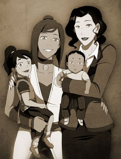 Korra and Asami family photo Korra Asami, Avatar Funny, Korra Avatar, Avatar Series, The Last Avatar, The Legend Of Korra, Avatar Cartoon, Kushina Uzumaki, Avatar The Last Airbender Art