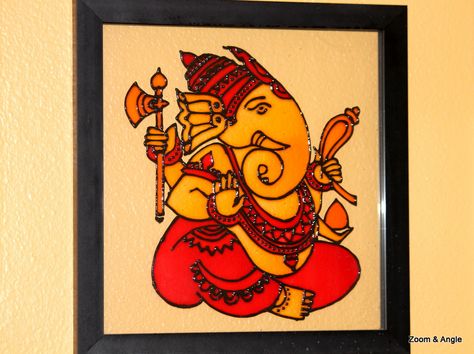 lord ganesha  glass painting Lord Ganesha Glass Painting, Glass Painting Of Ganesha, Ganesh Glass Painting, Ganesha Glass Painting Designs, Ganesha Glass Painting, Glass Mural, Painting For Wall Decor, Indian Drawing, Painting For Wall