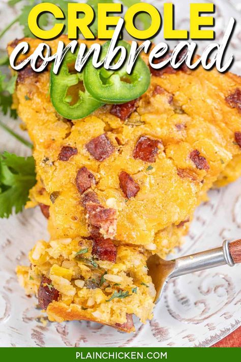 Creole Cornbread, Cajun Cornbread, Cornbread Casserole, Dirty Rice, Homemade Cornbread, Cornbread Recipe, Plain Chicken, Cast Iron Skillet Recipes, Corn Cakes