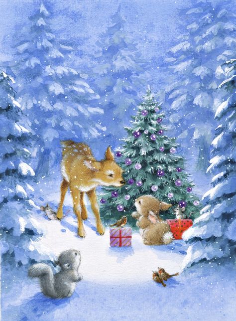 Grandparents Pictures, Hazel Lincoln, 동화 삽화, Hallmark Greeting Cards, Bunny Art, Red Bird, Christmas Greeting Card, Dessin Adorable, Christmas Scenes