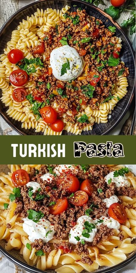 Craving comfort food? Try this traditional Turkish Pasta (Makarna) recipe! 🍝✨ Featuring a rich tomato and yogurt-based sauce, this dish is flavorful, simple, and perfect for any night of the week. Add a sprinkle of fresh herbs for the ultimate finishing touch. 🌿 Ideal for vegetarians and pasta lovers alike! #TurkishPasta #ComfortFood #MakarnaRecipe #EasyDinnerIdeas #MediterraneanFlavors Pasta With Greek Yogurt Sauce, Dump Pasta Recipes, Turkish Pasta With Yogurt, Tiktok Turkish Pasta, Pasta Mediterranean Recipes, Manti Recipe Turkish, Turkish Pasta Salad, Anna Paul's Turkish Pasta, Viral Turkish Pasta