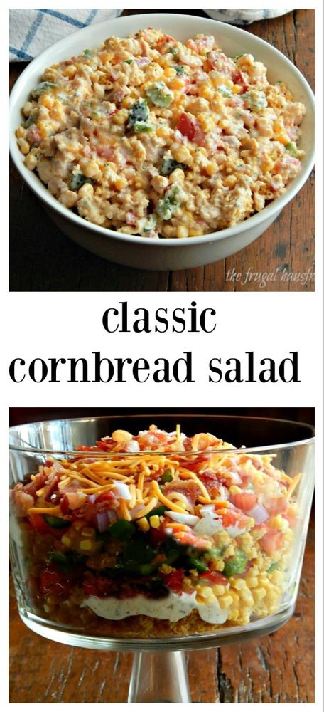 Cornbread Dip Recipe, Cold Cornbread Salad, Cornbread Salad Recipe Paula Deen, Cornbread Salad Trisha Yearwood, Easy Luncheon Ideas, Chef Salads, Mexican Cornbread Salad, Green Onion Salad, Creamy Corn Salad