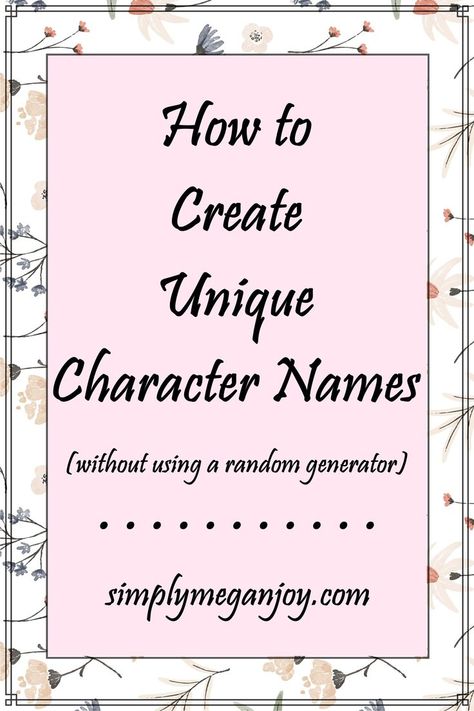 One of my favorite things to do as a writer is to create character names. It’s one of the first things I do to start a new story. There are a few types of names in the story world, and I’ve come up with five different categories, just for fun. We have: bland names, overused names, hard-to-pronounce names, principal-character names, and side-character names. Now, let’s talk about them in a little more detail. . . Unique Character Names, Character Last Names, Main Character Names, Changing Your Last Name, Legal Name Change, Story Names, Create Character, Hulk Character, Bear Baby Shower Theme