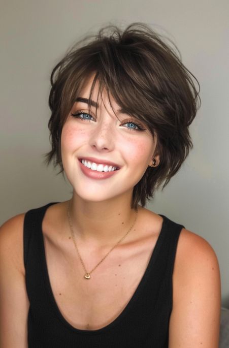 Pixie Shag with Micro Bangs Sassy Haircuts For Fine Hair, Cute Short Pixie Haircut, Long Pixie Fine Hair, Shaggy Short Bob With Bangs, Short Hairstyle Women Fine Hair Edgy, Short Hairstyle Women 30s, Pixie Haircut Bangs, Short Edgy Shag Haircut, Best Haircuts For Thinning Hair