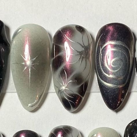 Chrome Blooming Gel Nails, Blooming Gel, Airbrush Nails, Nail Time, Minimal Nails, Y2k Nails, Gel Extensions, Instagram Nails, 3d Nail Art