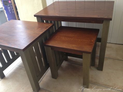 https://fromevijawithlove.wordpress.com/2015/02/25/upcycled-nest-of-tables/ Upcycle Nest Of Tables, Nesting Tables Diy, Table Renovation, Funky Coffee Tables, Nest Of Tables, Upcycling Ideas, Tables Diy, Let Down, Drop Leaf Table