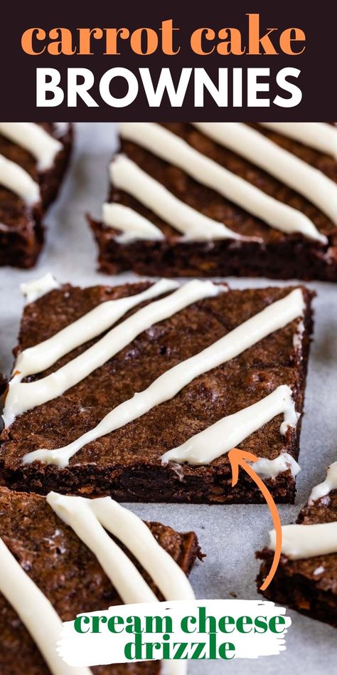 Carrot Cake Brownies, Carrot Brownies, Boxed Brownie Recipes, Carrot Recipes Dessert, Easter Brownies, Brownies Fudgy, Carrot Cake Bars, Cake Brownies, Crazy For Crust