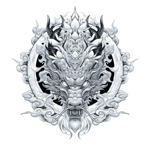 Japanese Dragon Tattoos Designs, 3 Headed Dragon Tattoo, Dragon And Tiger Tattoo Design, Back Dragon Tattoo Men, Tattoo Dragon Japan, Japanese Dragon Face, Thai Dragon Tattoo, Japanese Dragon Head Tattoo, Dragon Face Tattoo