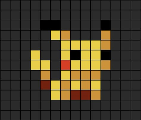 A small pixel art template of Pikachu (with shading) from Pokémon. Small Pokemon Pixel Art, Pixel Art Small Easy, Pixel Art Small Cute, Simple Pixel Art Small, Cute Small Pixel Art, Small Pixel Art Pattern, Small Pixel Art Ideas, Pixel Art Pikachu, Perler Beads Pokemon