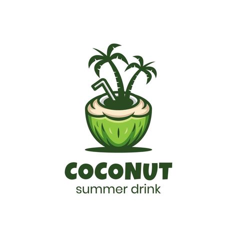 Beach Logo Design, Coconut Logo, Juice Logo, Drink Logo, Coconut Beach, Coconuts Beach, Beach Logo, Coconut Drinks, Water Logo