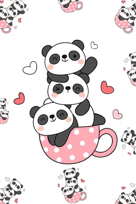 Panda Background, Doraemon Nobita, Wallpaper Tumblr Lockscreen, Panda Illustration, Pink Panda, Cute Bear Drawings, Kawaii Panda, Change My Mind, Panda Love