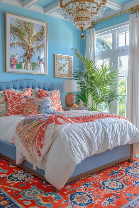 29 Beachy Boho Bedroom Ideas for a Serene Coastal Escape 29 Bedroom Bright Colors, Flamingo Bedroom, Beachy Boho Bedroom, Bedroom Bright, Florida Bedroom, Sophisticated Living Room, Beach House Room, Brighter Bedroom, Beachy Room