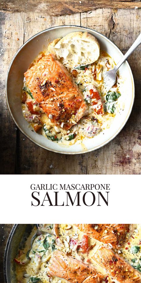 Mascarpone Dinner Recipes, Salmon Spaghetti Squash, Winter Salmon Recipes, Salmon Recipes With Sauce, Salmon Recipes Pan, Salmon Ricotta Recipes, Italian Salmon Recipes, Gourmet Salmon, Creamy Salmon